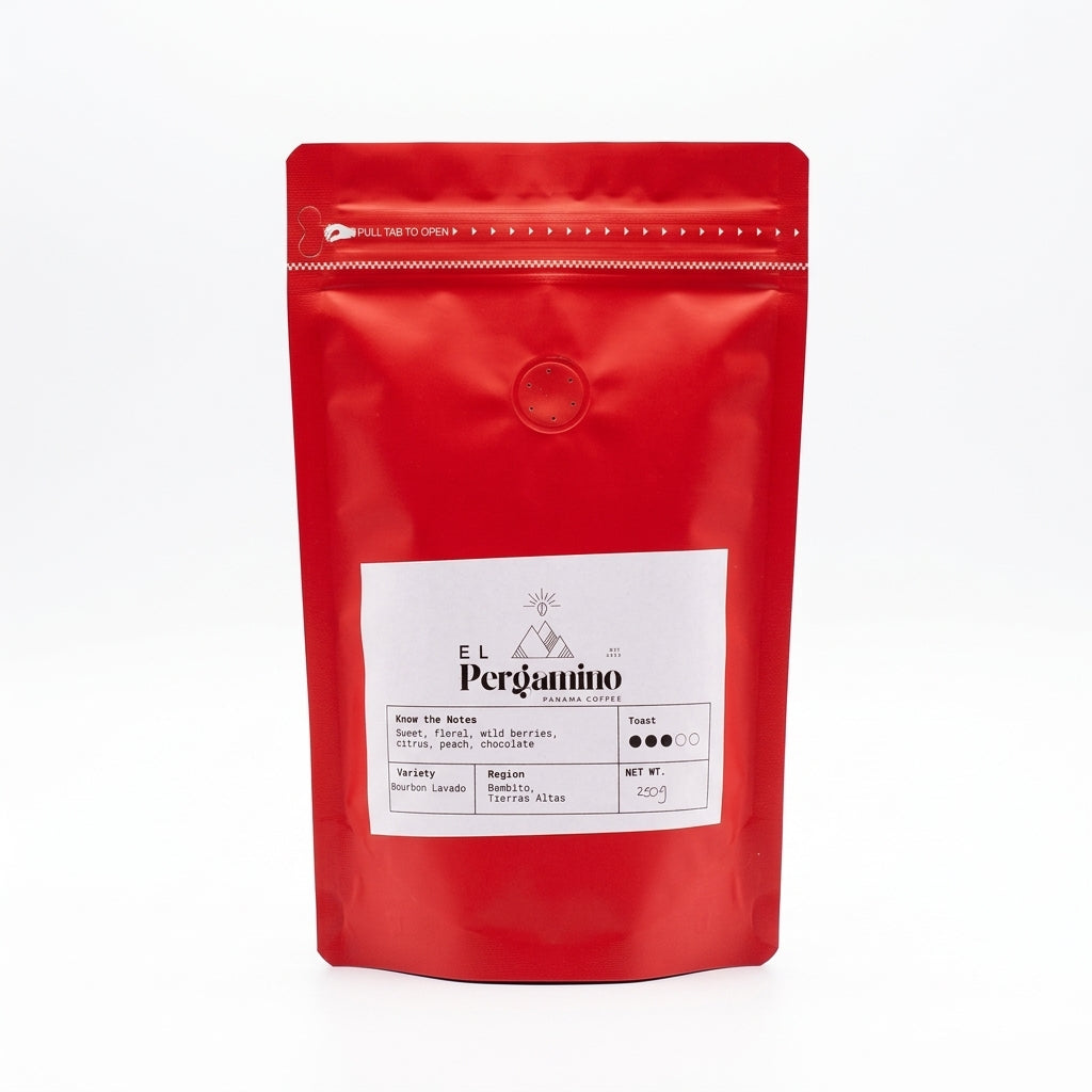 El Pergamino Panama Coffee washed Bourbon 250g bag - Bambito, Tierras Altas, Chiriquí