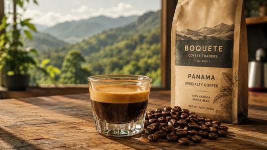 Panama Catuai and Geisha coffee being pulled as espresso with rich crema
