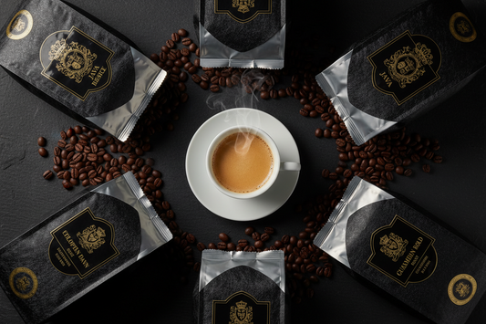 The most expensive coffees in the world displayed with a cup of Panama Geisha