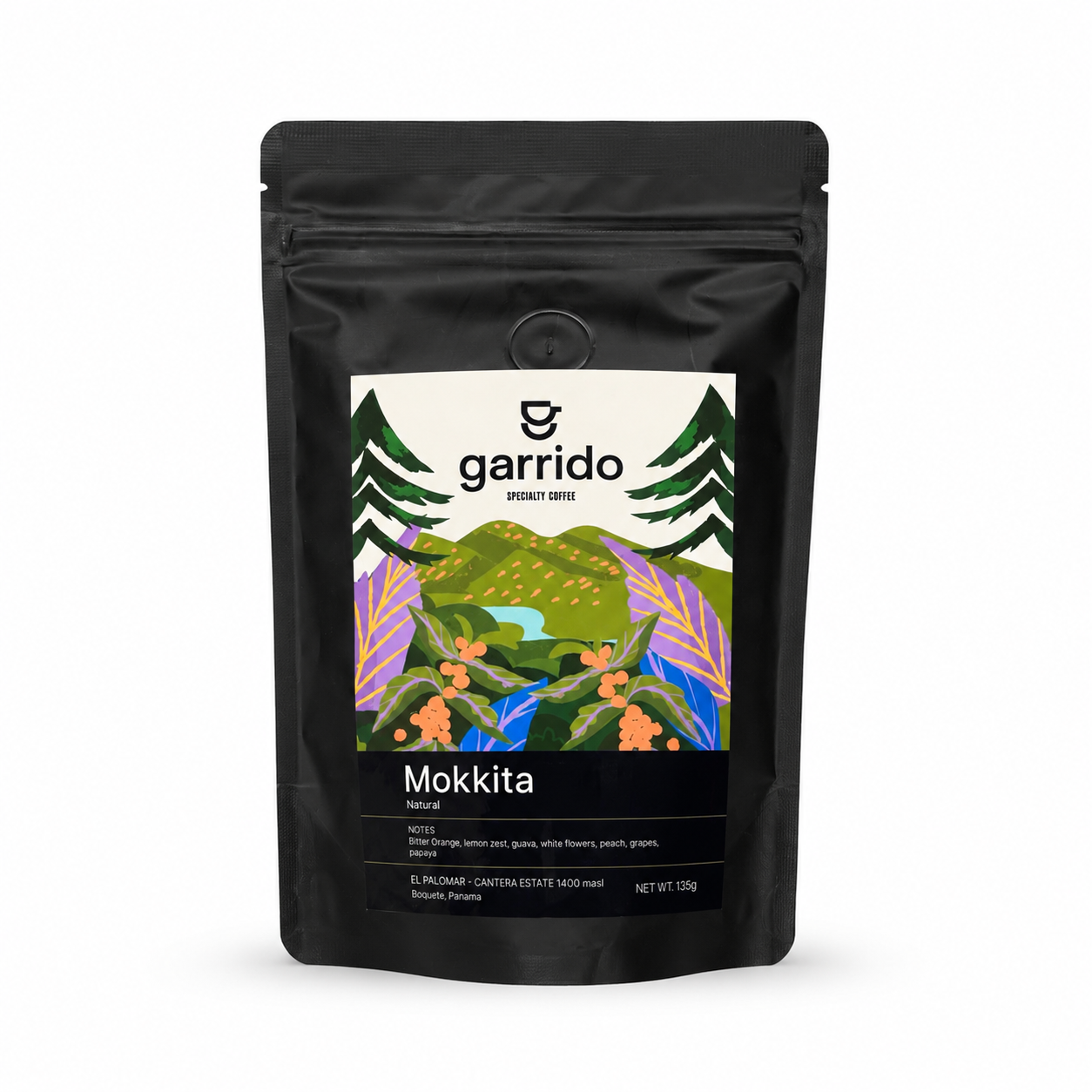 Garrido Specialty Coffee Mokkita 135g whole bean natural process Mama Cata Boquete Panama