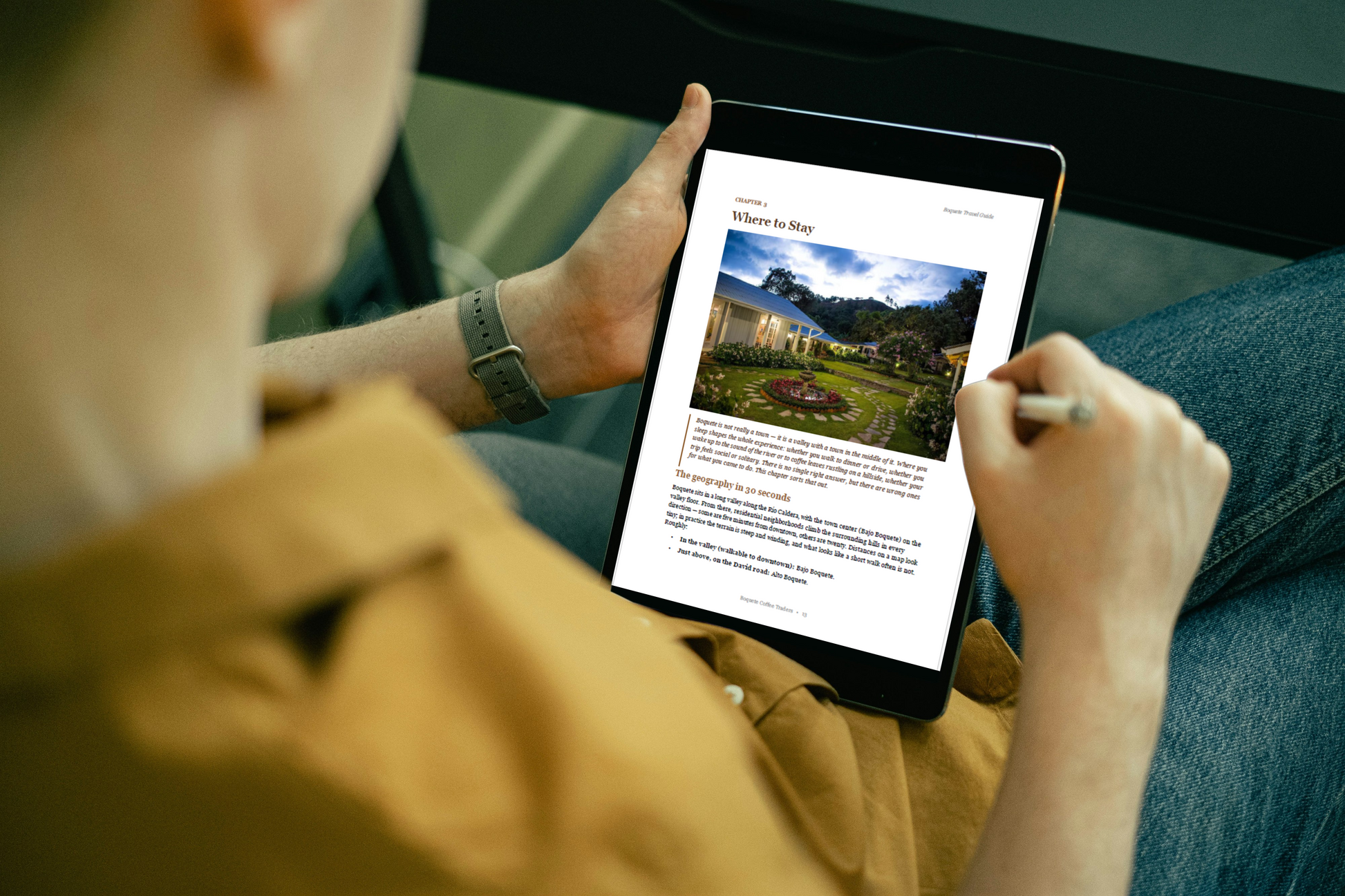 Boquete travel guide displayed on phone tablet and laptop