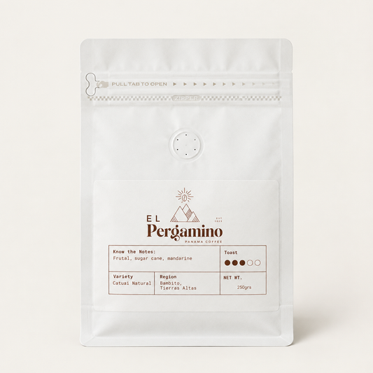 Finca El Pergamino Catuai Natural specialty coffee 250g bag from Bambito, Tierras Altas, Panama