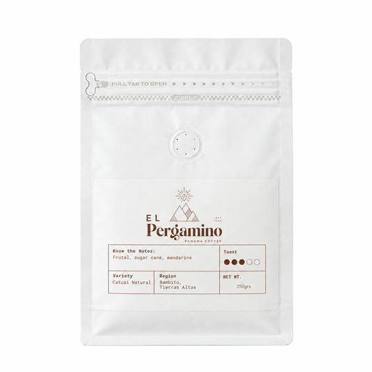 Finca El Pergamino Catuai Natural specialty coffee 250g bag from Bambito, Tierras Altas, Panama